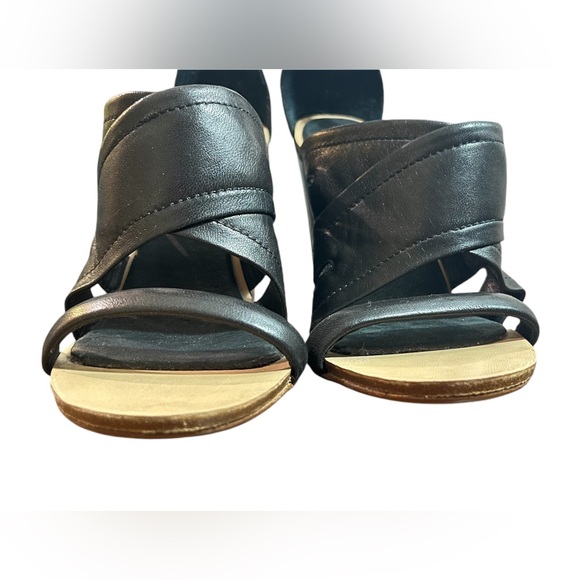 Rag & Bone Black Leather Wedge Platform Sandals Ankle Strap Size 37 - Picture 7 of 12